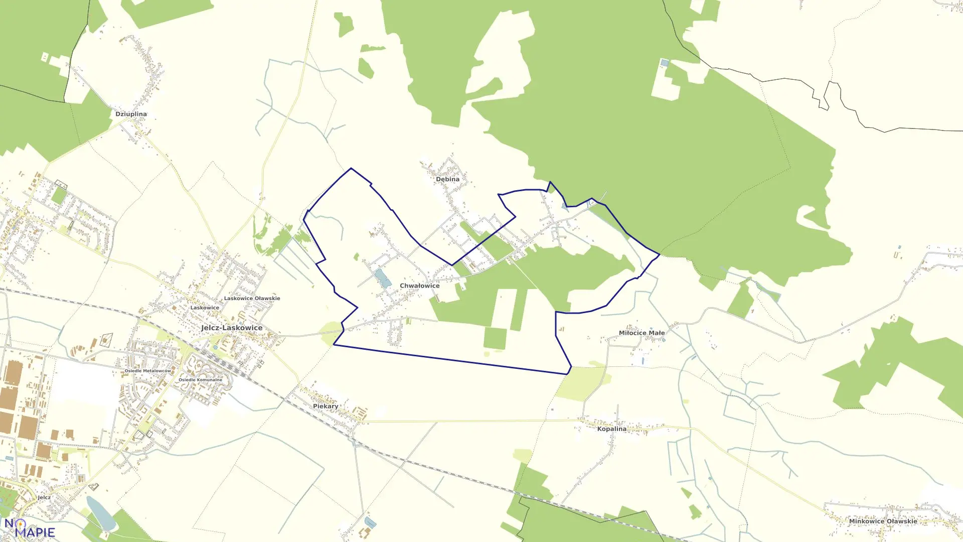 Mapa obrębu Chwałowice w gminie Jelcz-Laskowice