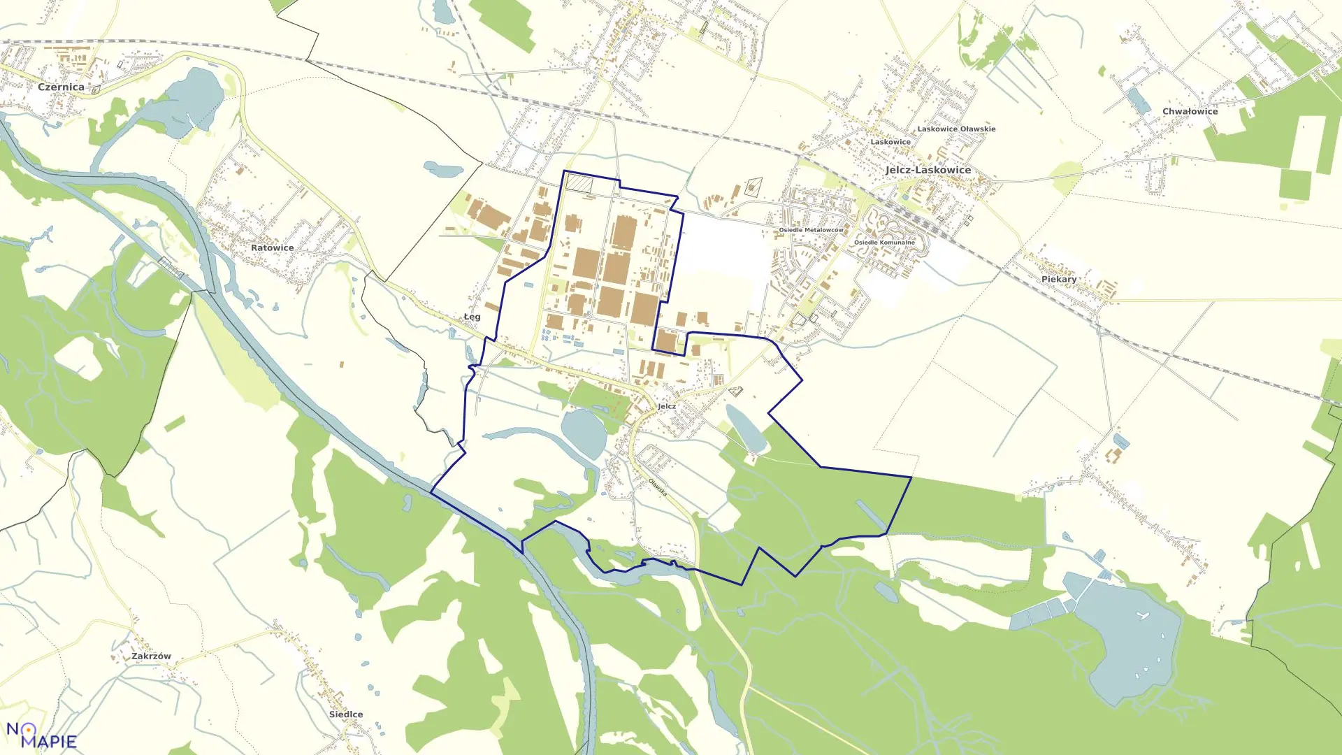 Mapa obrębu Jelcz w gminie Jelcz-Laskowice