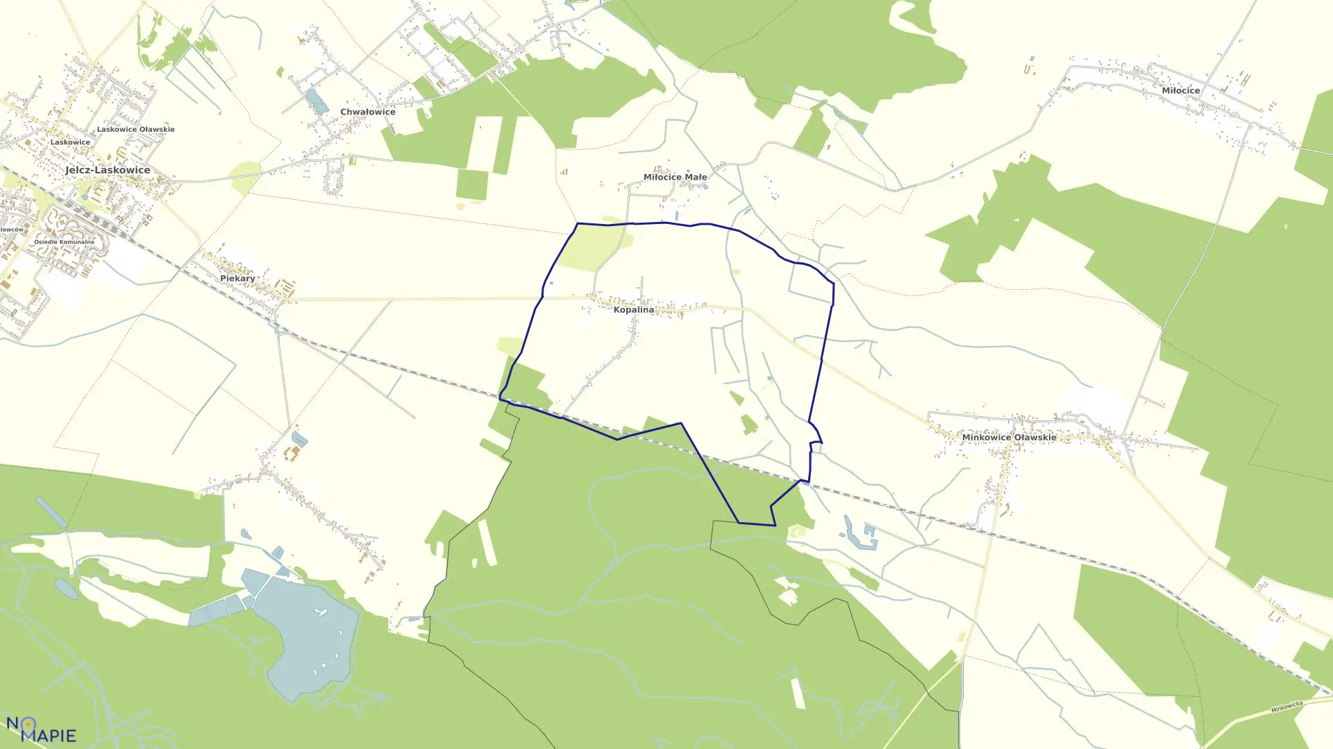 Mapa obrębu Kopalina w gminie Jelcz-Laskowice