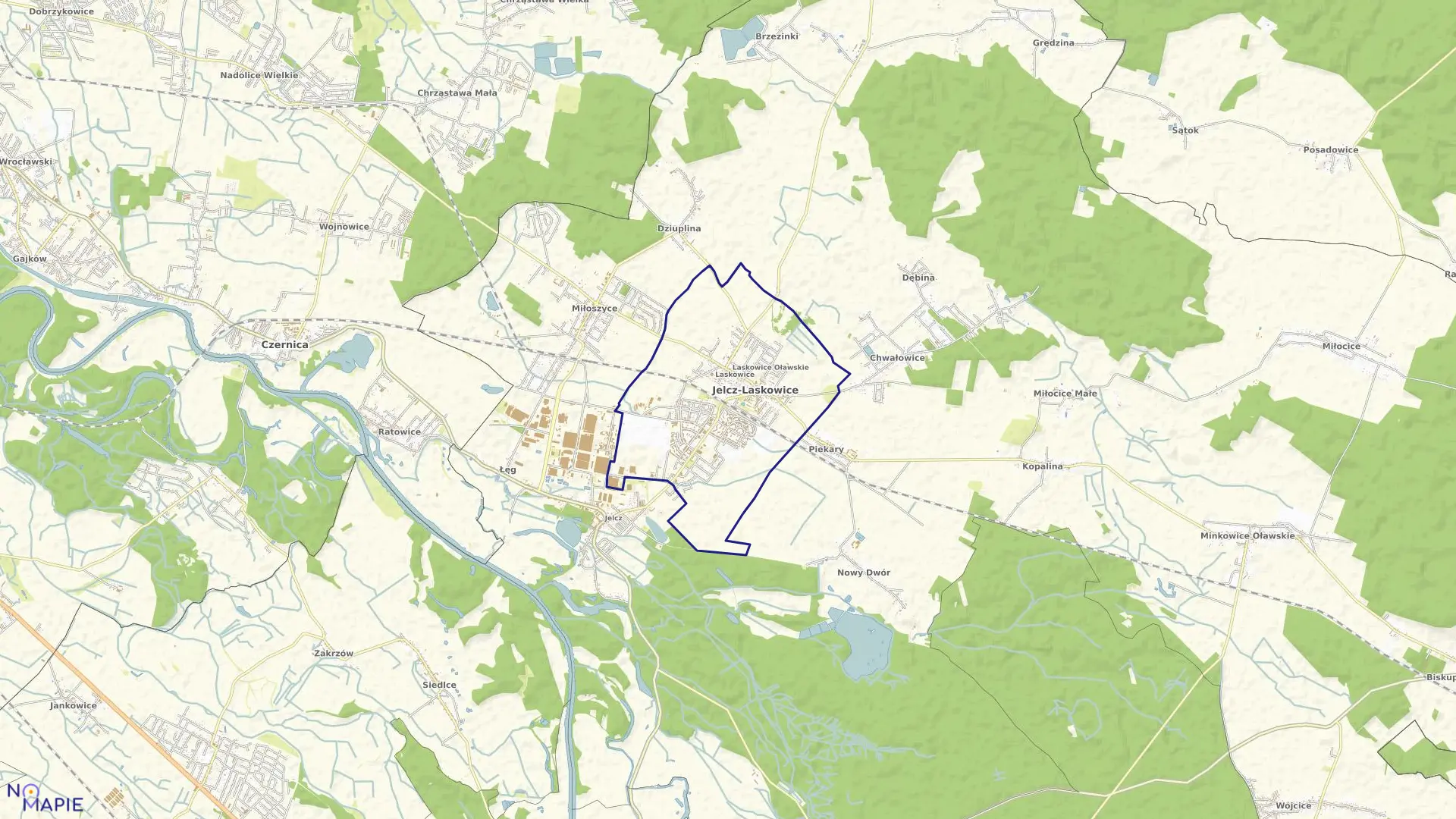 Mapa obrębu Laskowice w gminie Jelcz-Laskowice