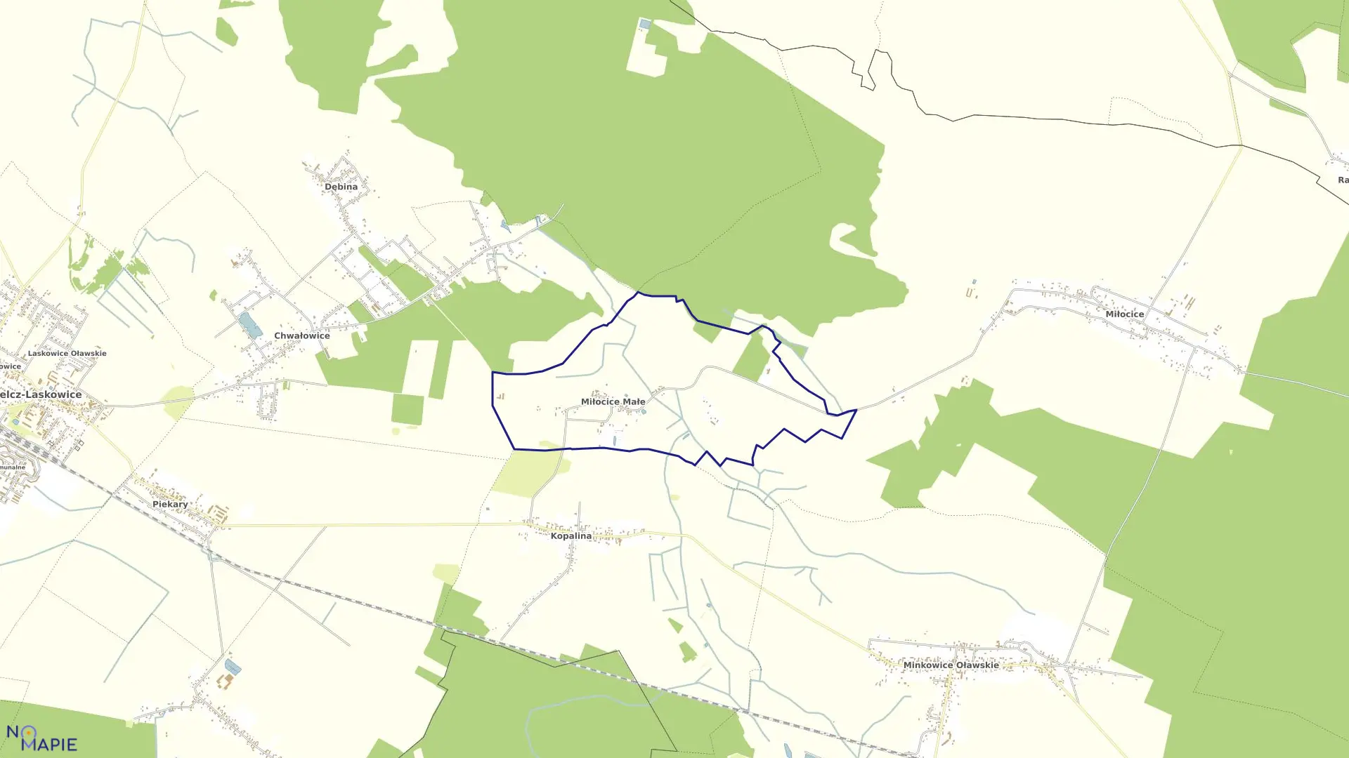 Mapa obrębu Miłocice Małe w gminie Jelcz-Laskowice