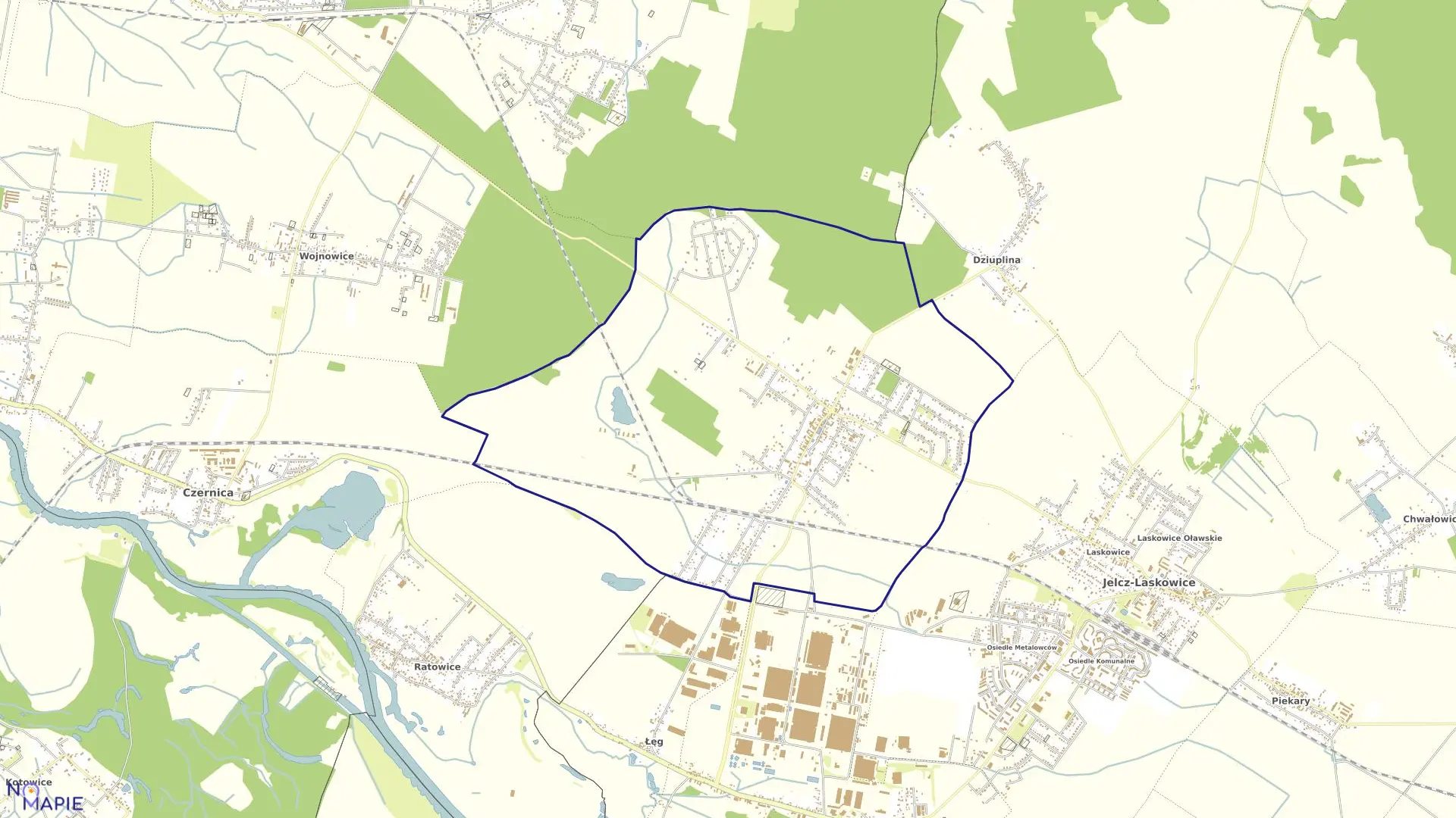 Mapa obrębu Miłoszyce w gminie Jelcz-Laskowice