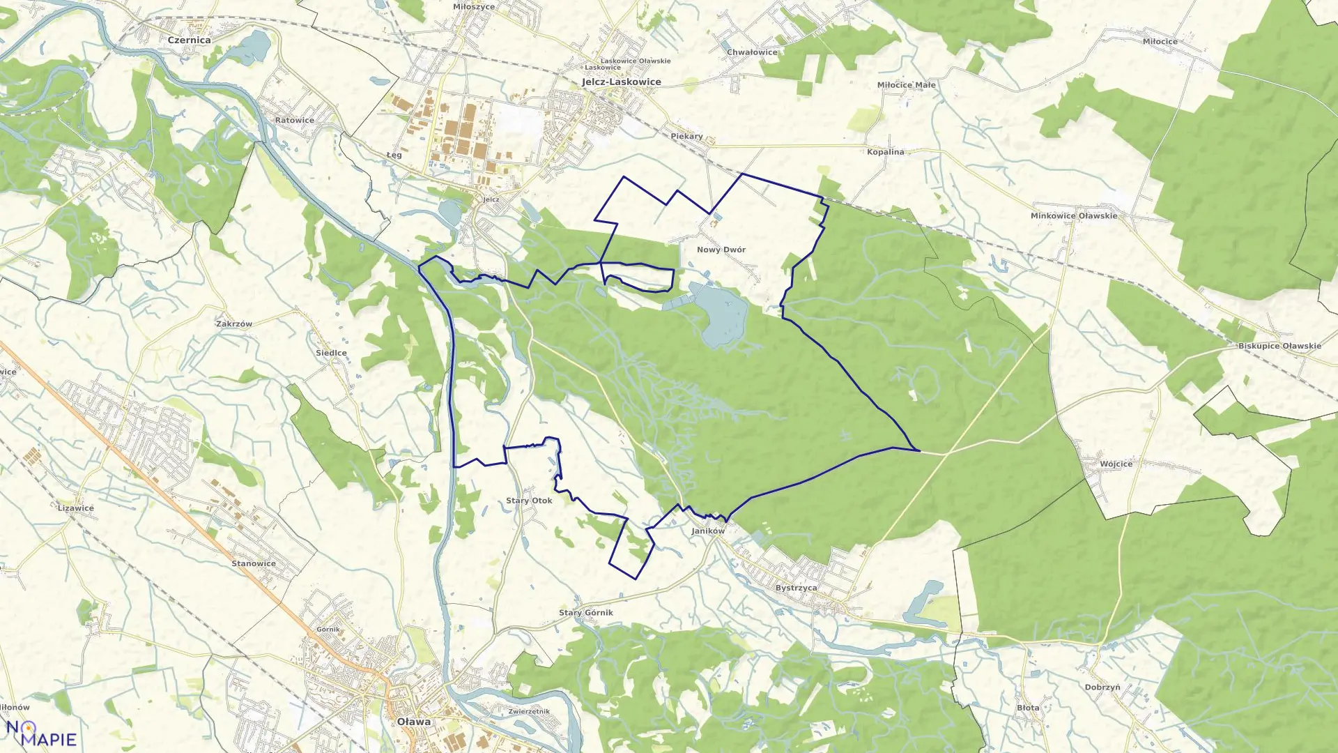 Mapa obrębu Nowy Dwór w gminie Jelcz-Laskowice